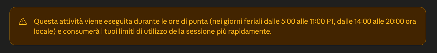 Avviso ore di punta di Claude