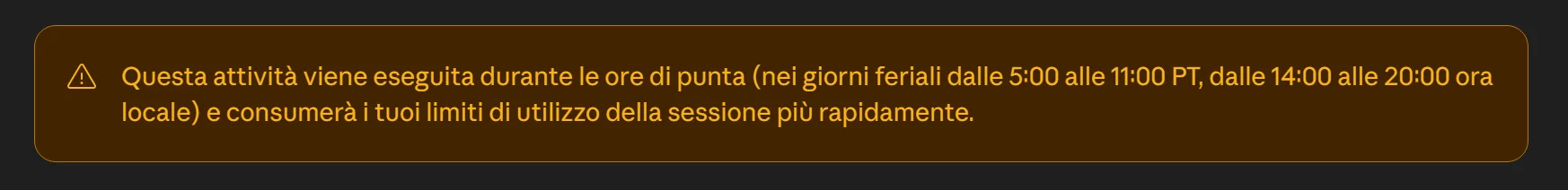 Avviso ore di punta di Claude