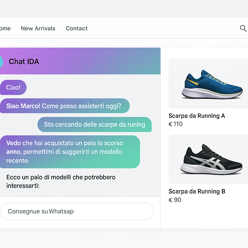 Chat IDA elegante integrata nella pagina web - soluzione professionale